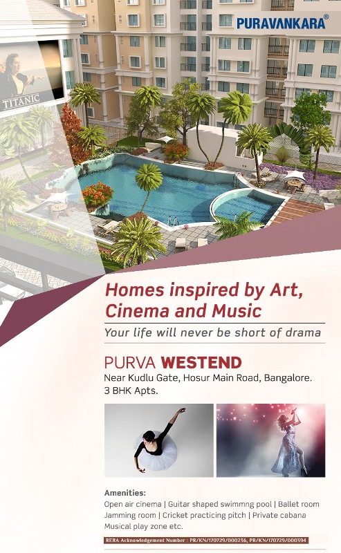 3 BHK Homes inspired by Art, Cinema & Music at Purva Westend Update